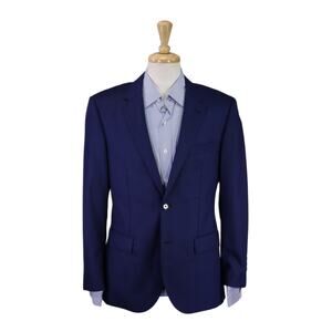 Indochino Custom Dark Royal Blue Wool Cashmere 2-Btn Slim Fit Blazer 38S